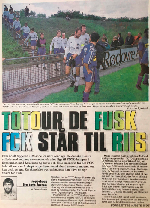 Tipsbladet om FCK-Lausanne i 1993