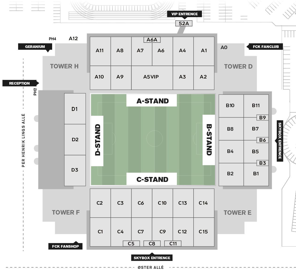 Parken Stadium Map